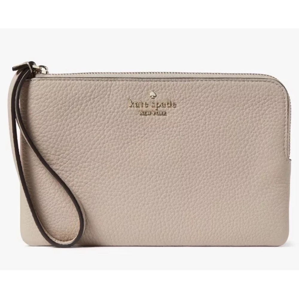 Kate Spade Leila Warm Beige Pebbled Leather Wristlet NWT